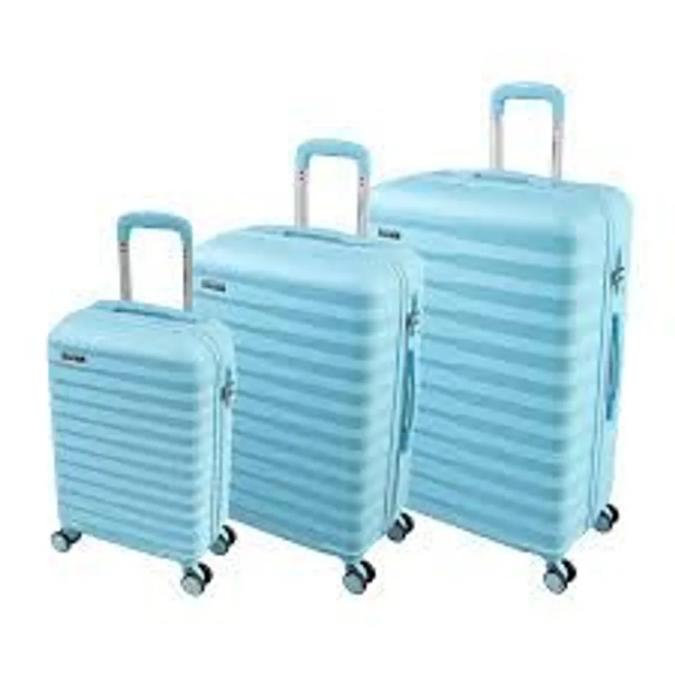 BOXED BLOOMLITE LIGHT BLUE SUITCASES APPROXIMATELY 3 (1 BOX)