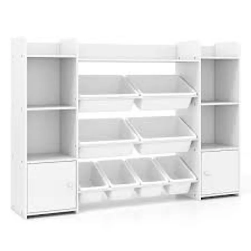 COSTWAY TOY STORAGE SYSTEM MADE OF WOOD WHITE 142X30X100CM 1PCS