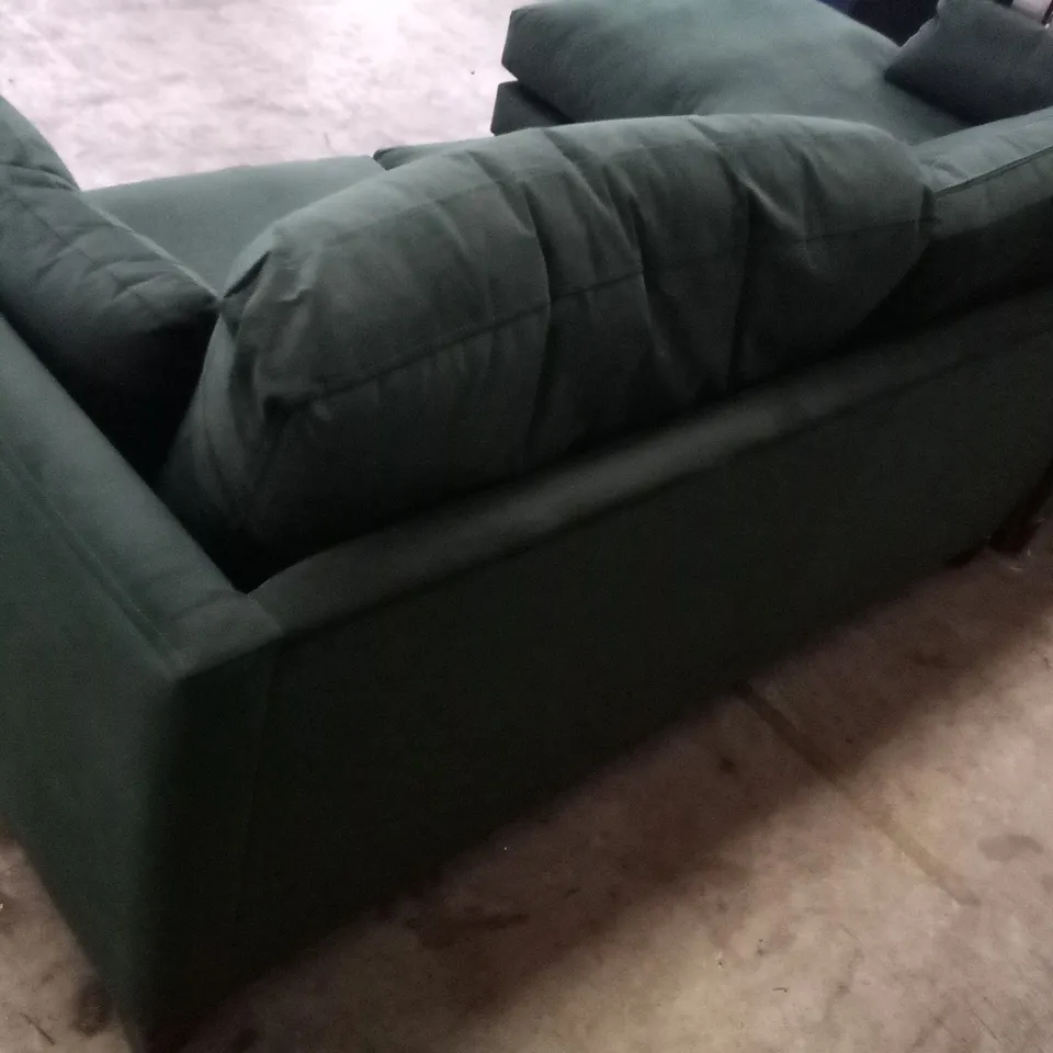 QUALITY THE LOUNGE CO DESIGNER DBL CHAISE SOFA - GREEN FABRIC