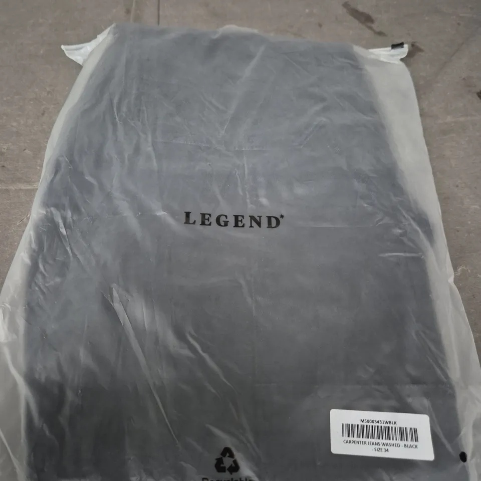 LEGEND CARPENTER JEANS WASHED - BLACK, SIZE 34