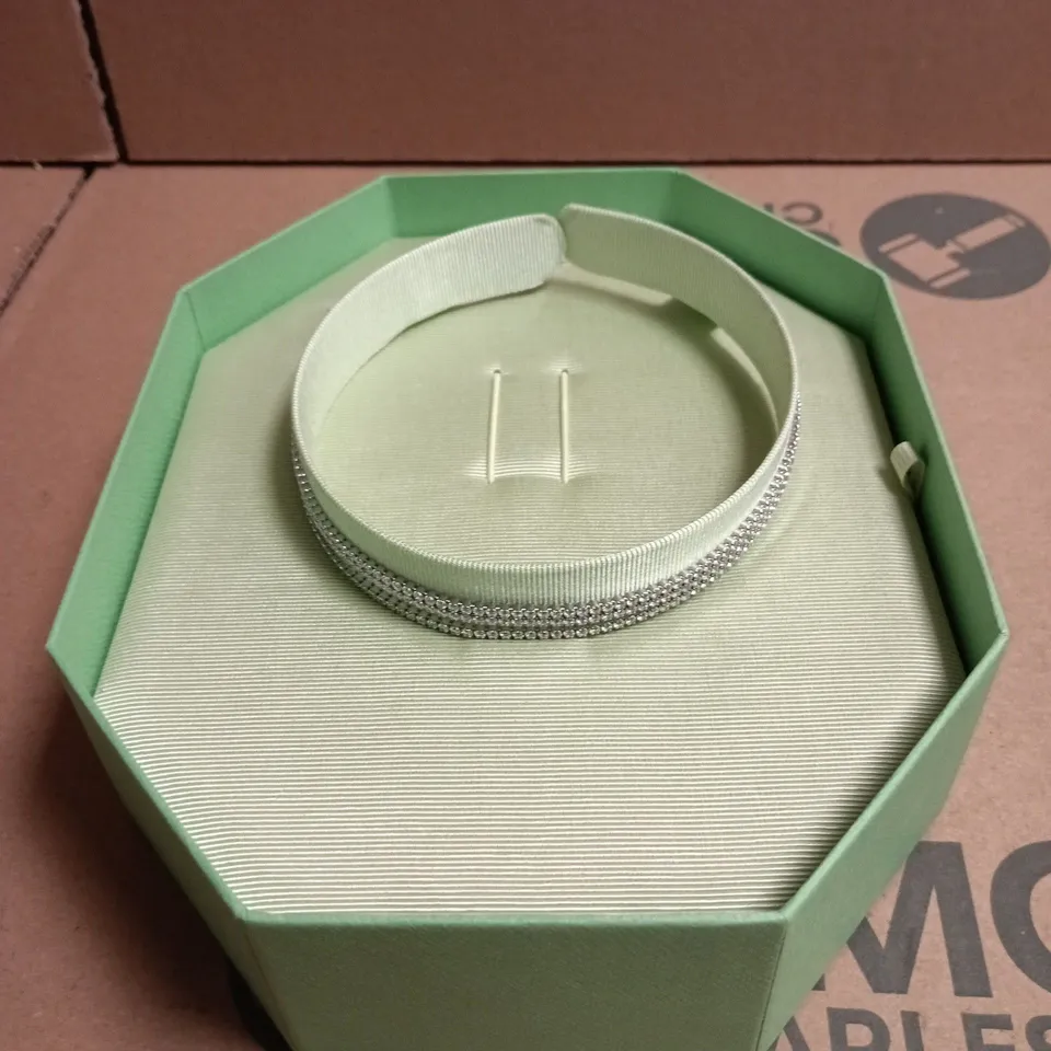SWAROVSKI CHOKER NECKLACE – WHITE, SIZE L (RHS) BOXED