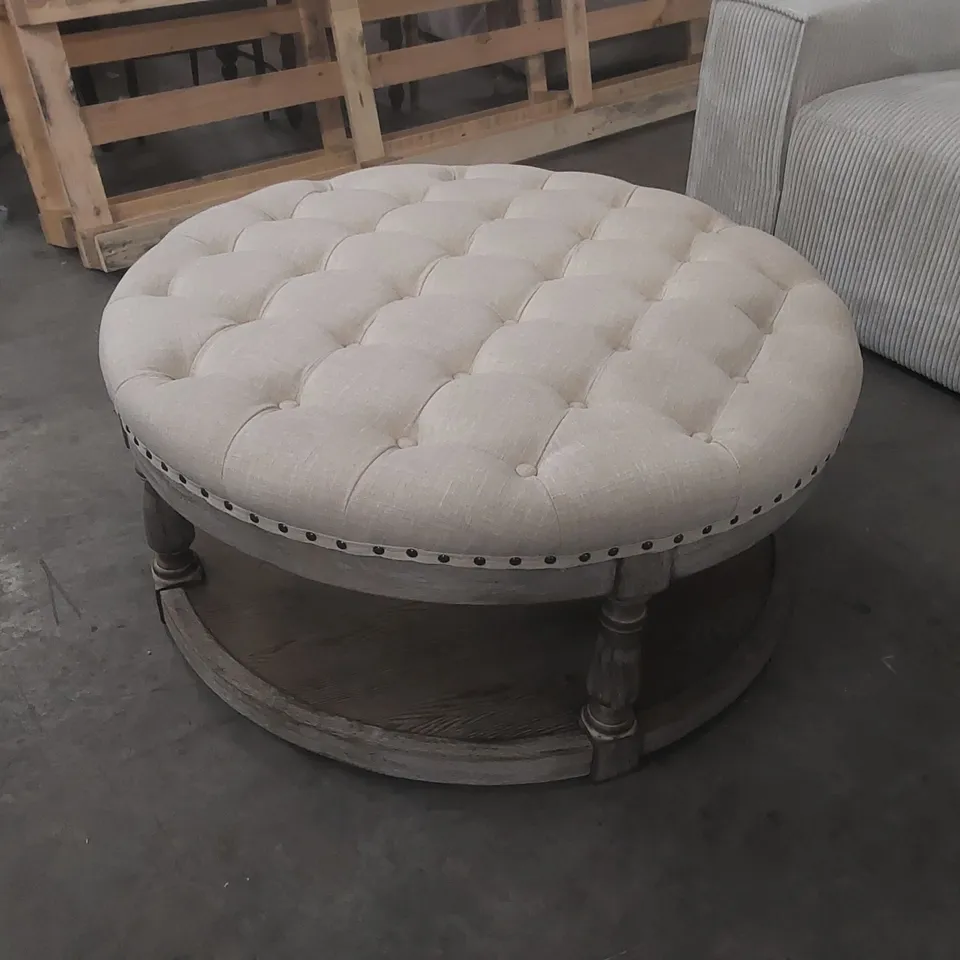 DEOÏUS TUFTED ROUND COCKTAIL OTTOMAN WITH STORAGE