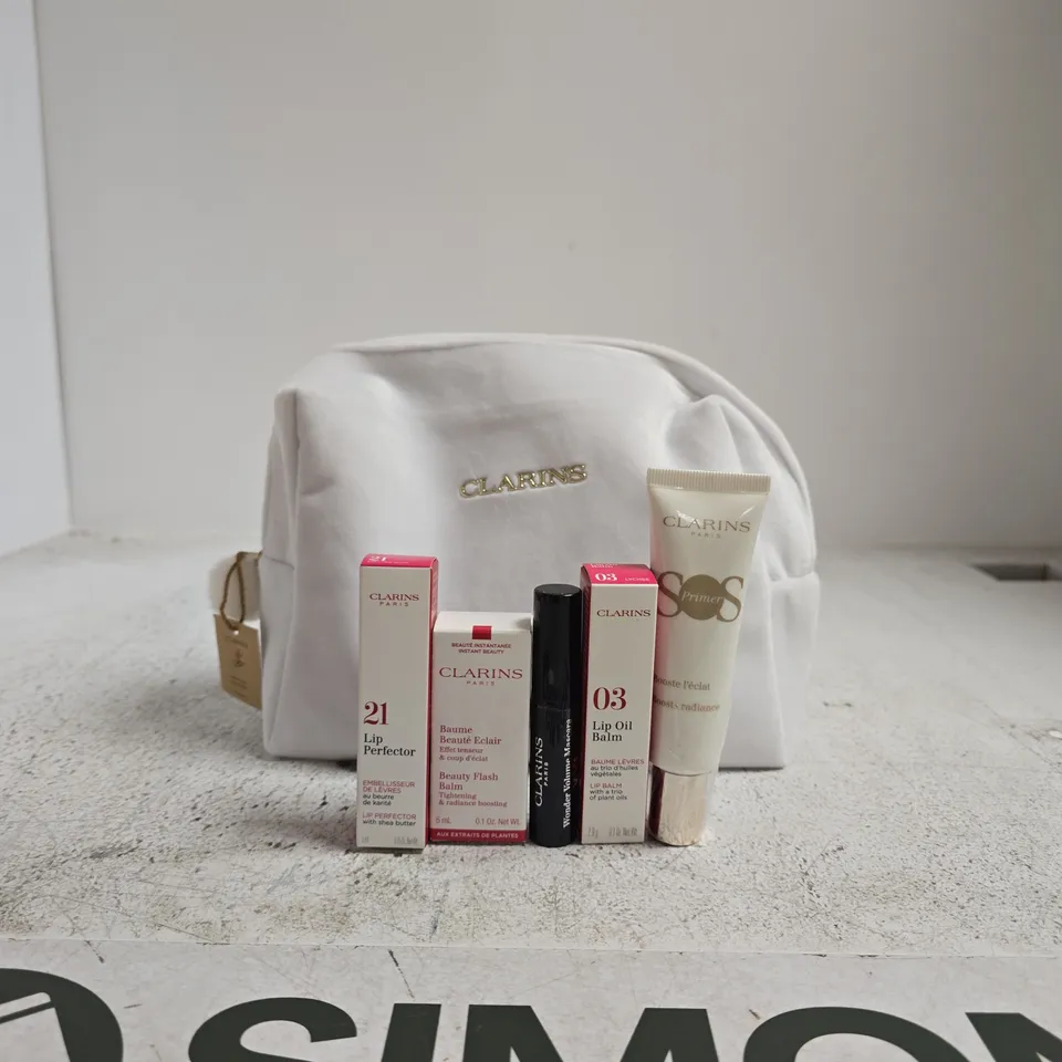 CLARINS THE MAKE-UP COLLECTION – COSMETIC KIT WITH WHITE POUCH