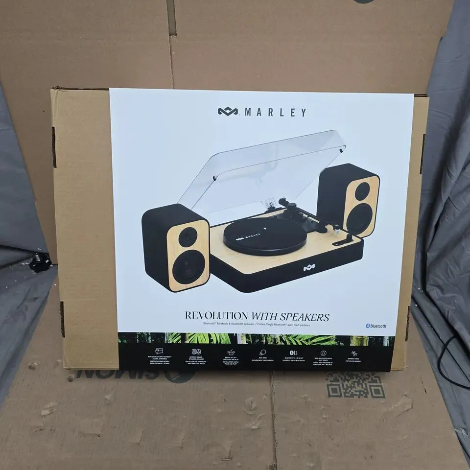 MARLEY REVOLUTION WITH SPEAKERS – ALL-IN-ONE BLUETOOTH TURNTABLE WITH BUILT-IN SPEAKERS (BOXED)