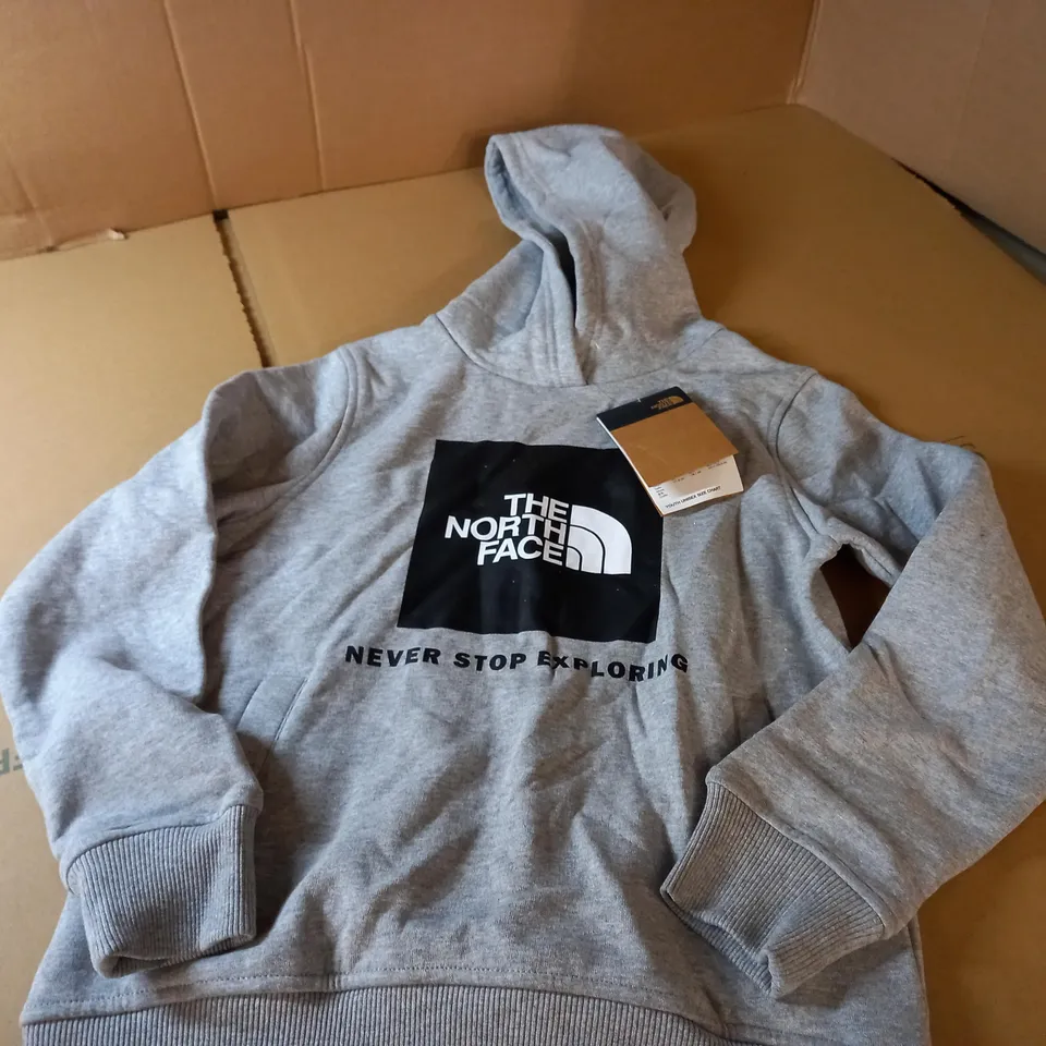 NORTH FACE JUNIOR GREY HOODED JUMPER - SIZE L