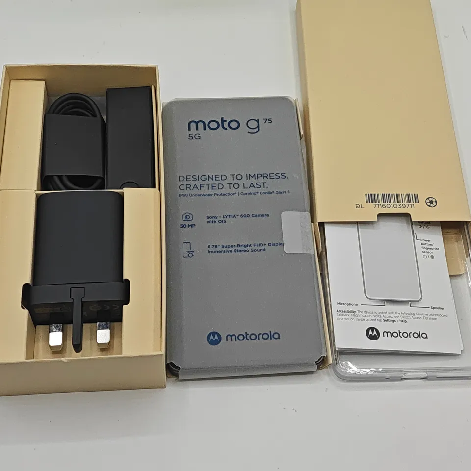 BOXED MOTOROLA G75 5G 8+128GB IN CHARCOAL GREY - MC434