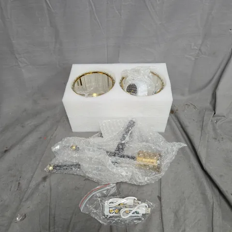 2 X GOLD/GLASS EFFECT WALL MOUNT LIGHTS WITH REMOTES