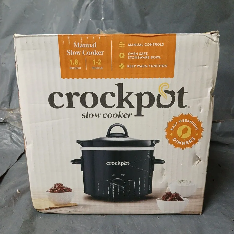 BOXED CROCKPOT 1.8L BLACK MANUAL SLOW COOKER