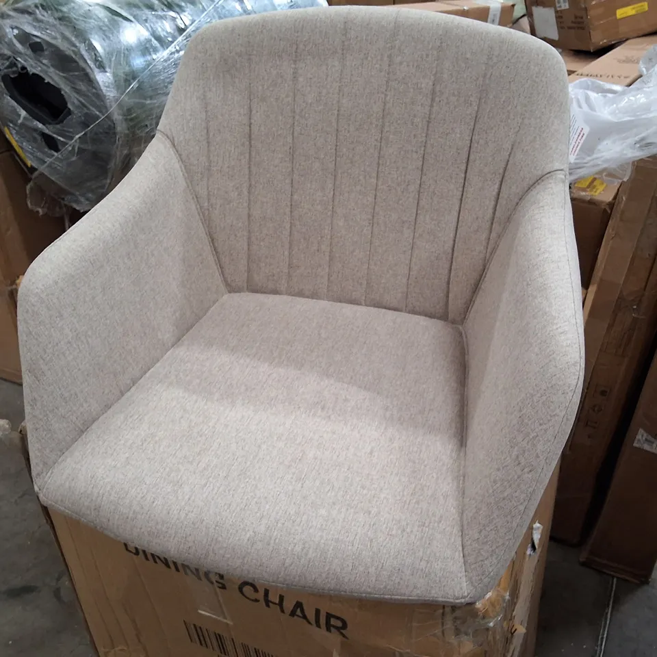 BOXED HOME GARDEN SET OF 2 BEIGE FABRIC DINING CHAIRS