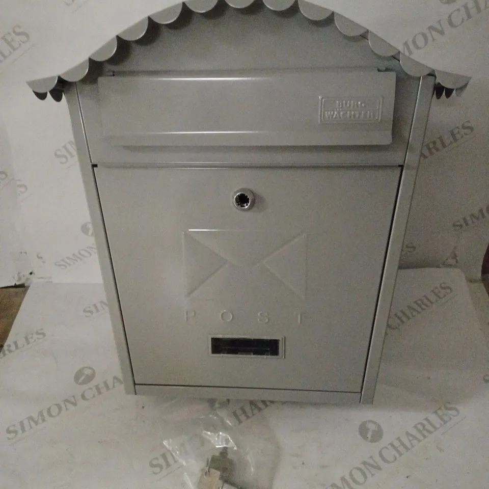 BURG-WACHTER MB01FG FRENCH GREY CLASSIC WALL MOUNTED GALVANISED STEEL LOCKABLE WEATHERPROOF POST BOX - 36X37X13CM