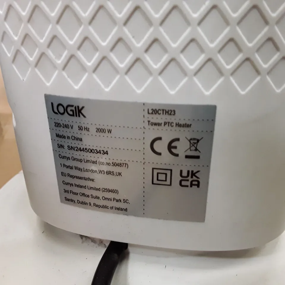 BOXED LOGIK L20CTH23 PORTABLE CERAMIC FAN HEATER - WHITE