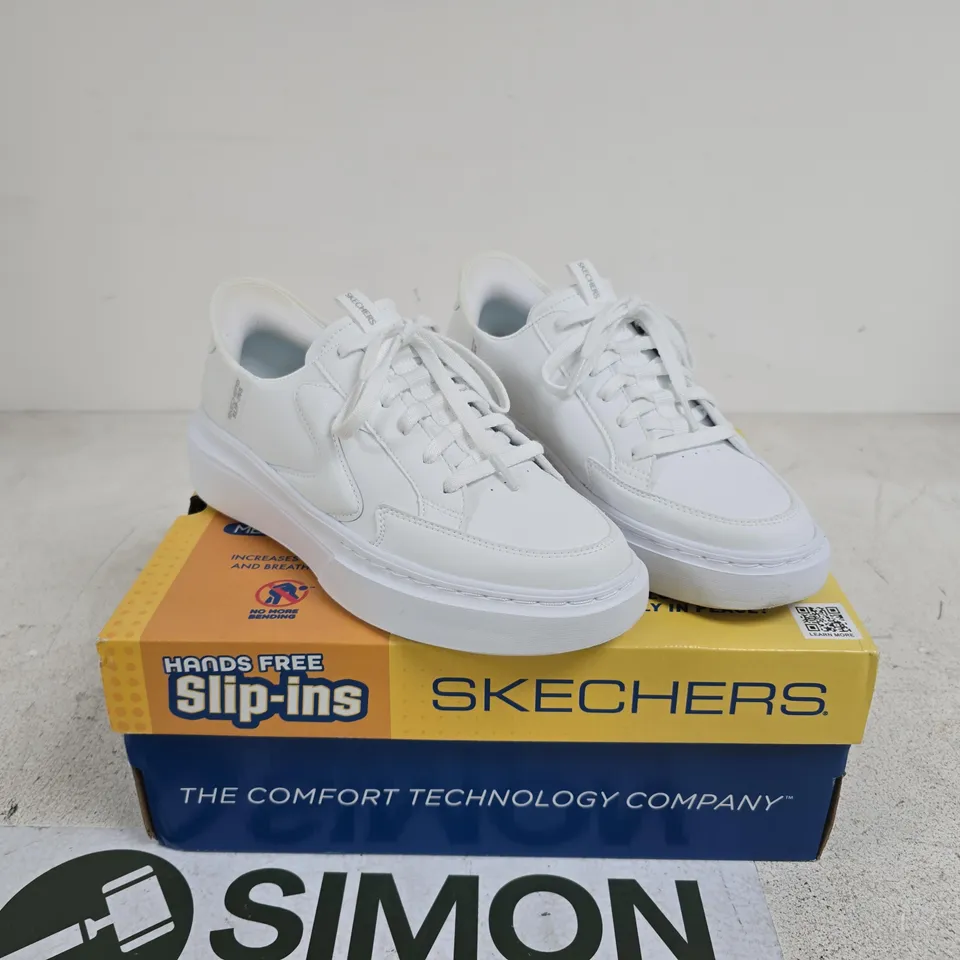 SKECHERS WHITE SLIP INS TRAINERS SIZE 6 BOXED