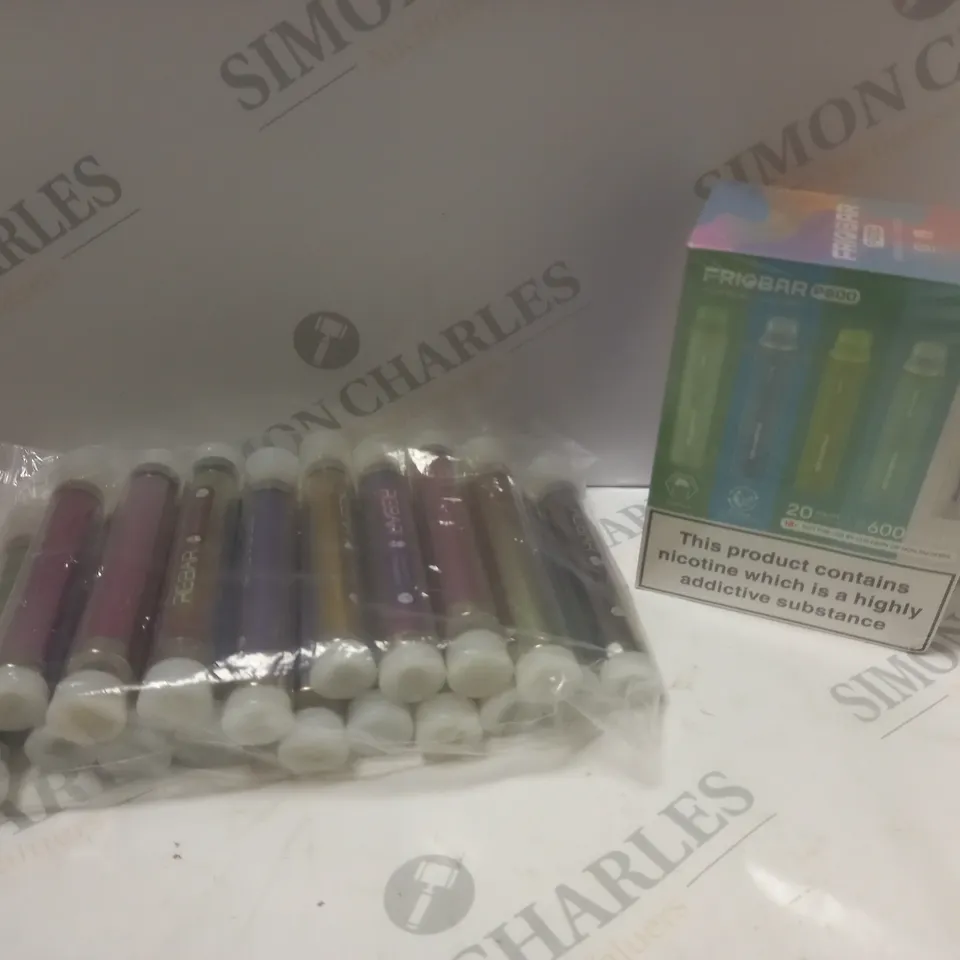 APPROXIMATELY 25 ASSORTED DISPOSABLE VAPES IN VARIOUS BRANDS TO INCLUDE REBAR & FRIOBAR 