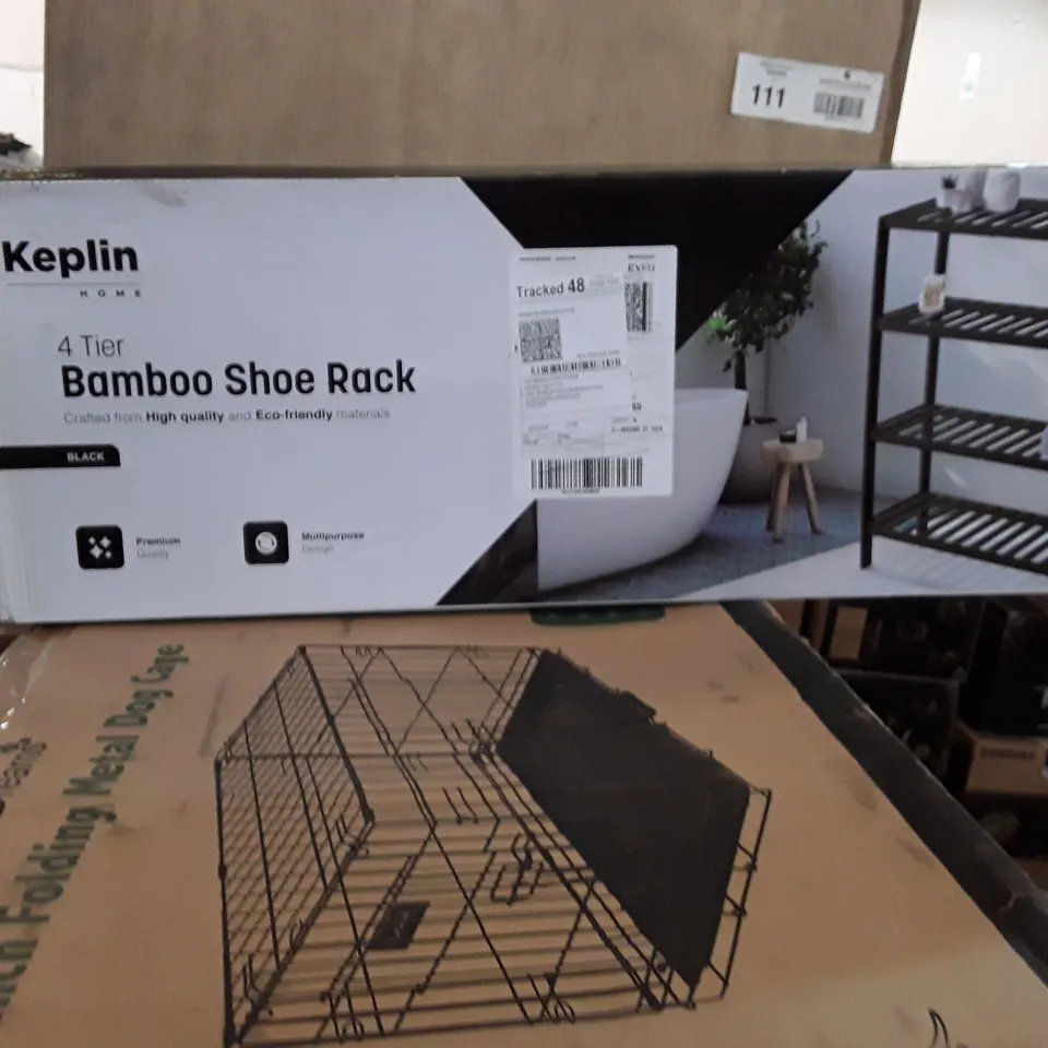 BOXED KEPLIN 4 TIER BAMBOO SHOE RACK - BLACK 