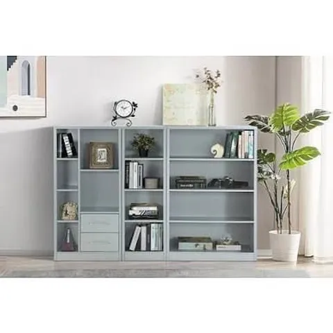 BOXED METRO 3 PIECE STORAGE BOOKCASE - GREY (2 BOXES)