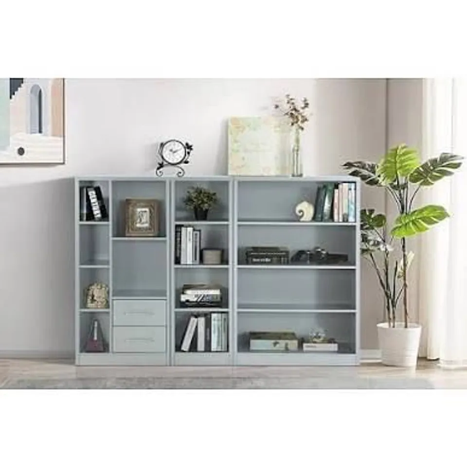 BOXED METRO 3 PIECE STORAGE BOOKCASE - GREY (2 BOXES)