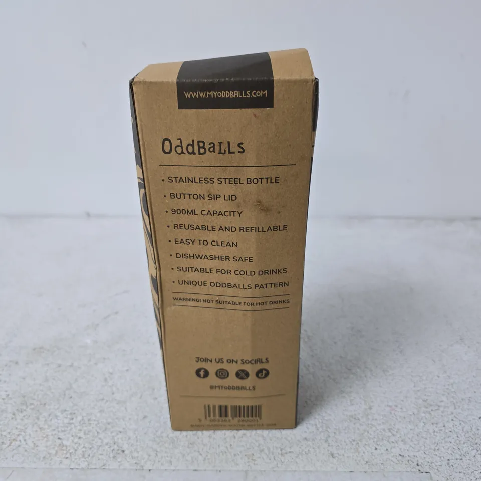 ODDBALLS STAINLESS STEEL WATER BOTTLE – 900ML, PATTERNED SWIRL DESIGN