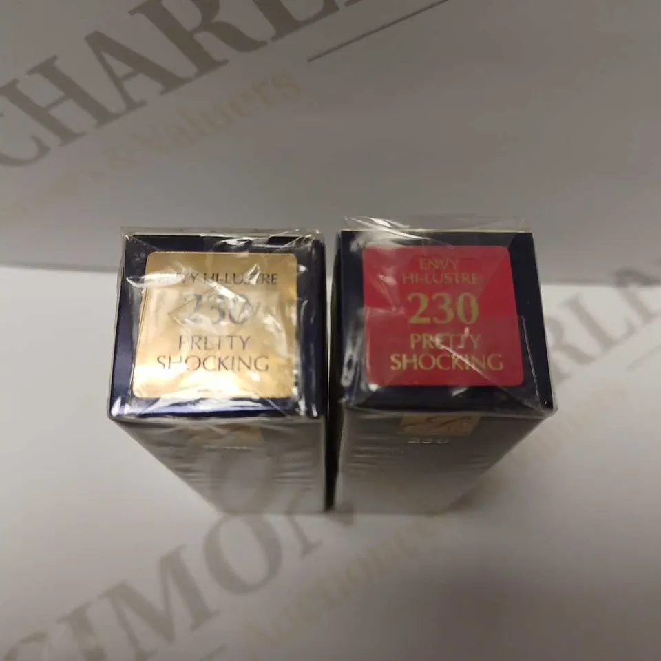 LOT OF 2 ESTEE LAUDER PURE COLOUR ENVY LIPSTICKS - #230 PRETTY SHOCKING 
