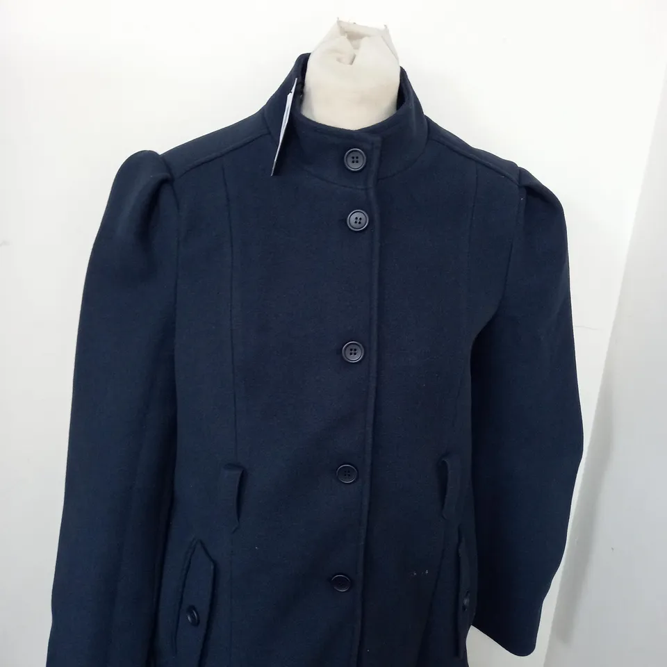 WALLIS WOOL LOOK FUNNEL NECK TUCK SLEEVE COAT SIZE 14