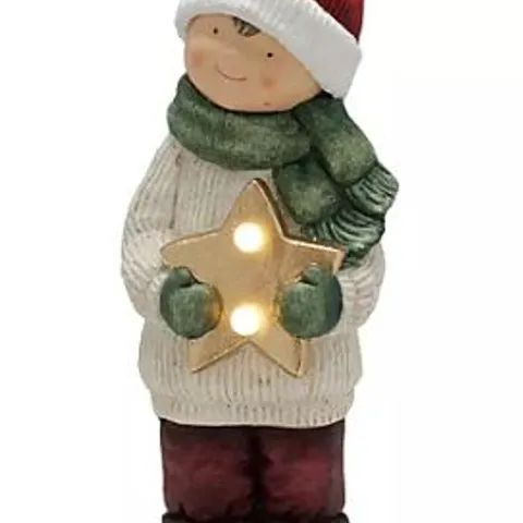 GARDEN REFLECTIONS WINTER FIGURE WITH LED STAR BEIGE