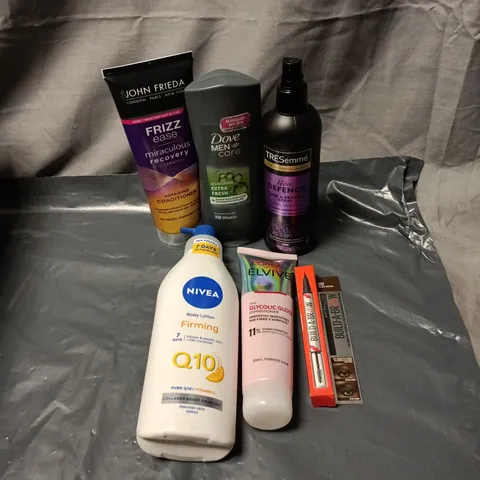 APPROXIMATELY 20 ASSORTED COSMETIC ITEMS INCLUDING JOHN FRIEDA FRIZZ EASE CONDITIONER, DOVE MEN BODY WASH, TRESEMME CARE AND PROTECT SPRAY, NIVEA FIRMING BODY LOTION, LOREAL ELVIVE GLYCOLIC GLOSS COND