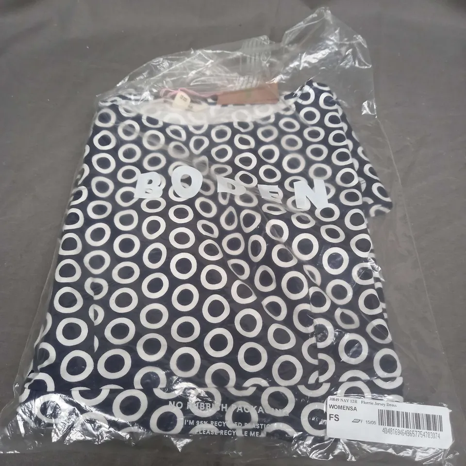 BODEN FLORRIE JERSEY DRESS IN NAVY - 12R