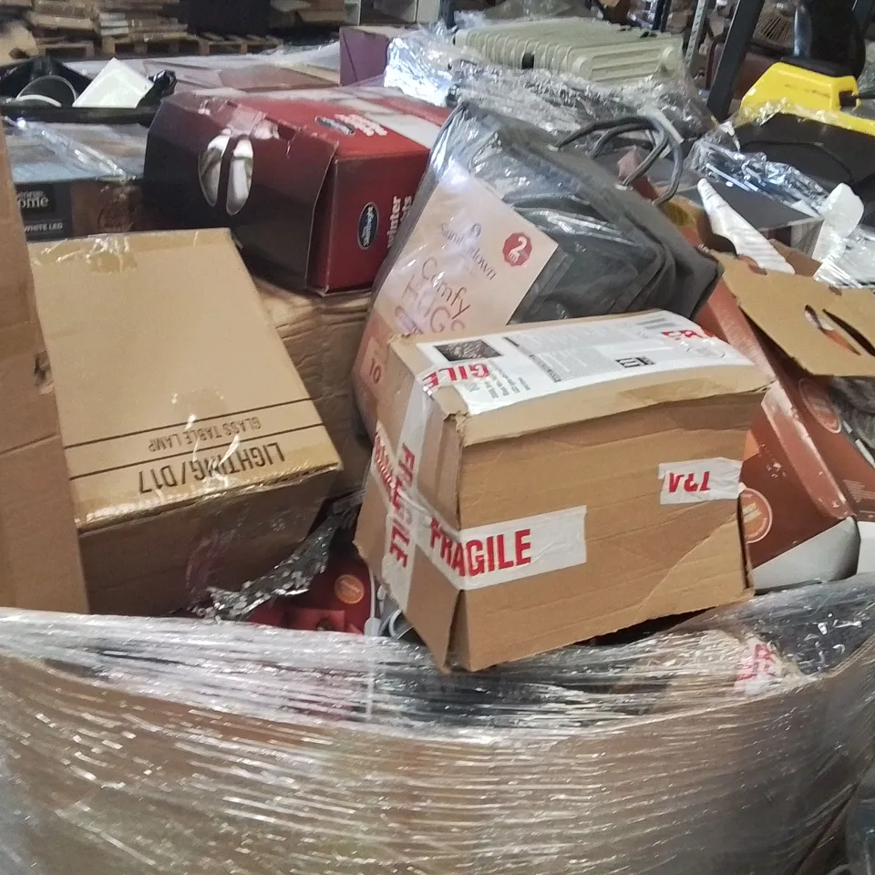 PALLET OF ASSORTED HOUSEHOLD GOODS AND PRODUCTS TO INCLUDE;HEATED BLANKET,ELECTRIC TOOTHBRUSH,TABLE LAMP