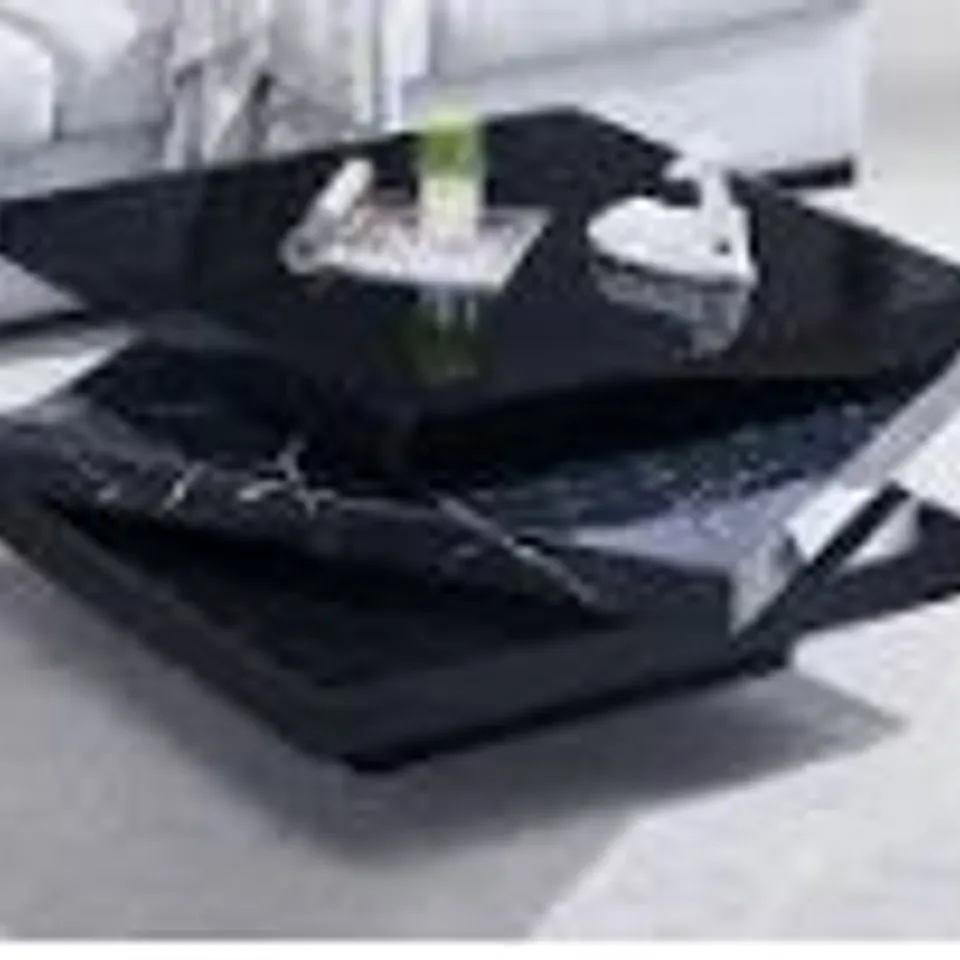 BOXED TRIPLE ROTATING COFFEE TABLE IN BLACK HIGH GLOSS (2 BOXES)