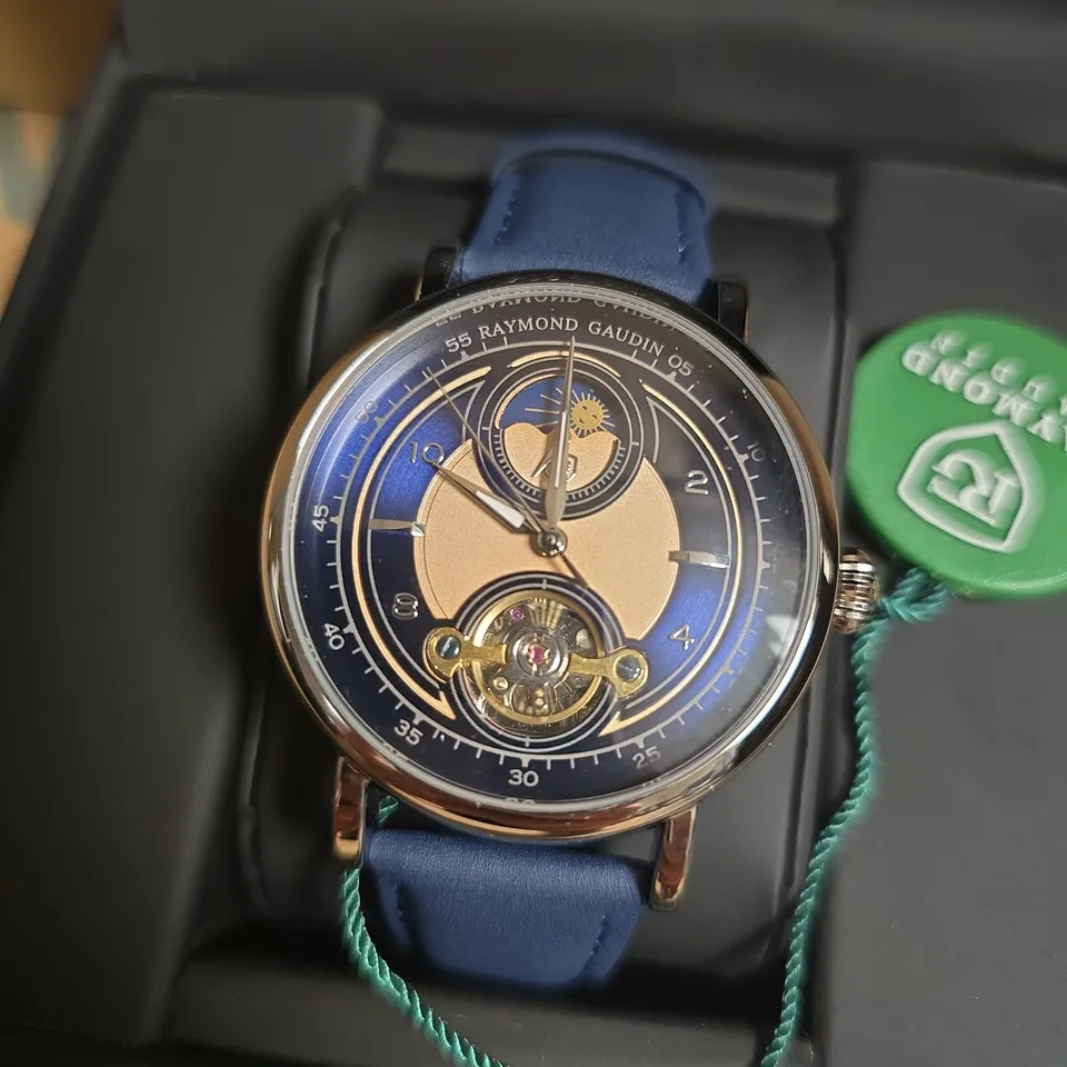 RAYMOND GAUDIN AUTOMATIC MECHANICAL WATCH WITH BLUE STRAP & FACE