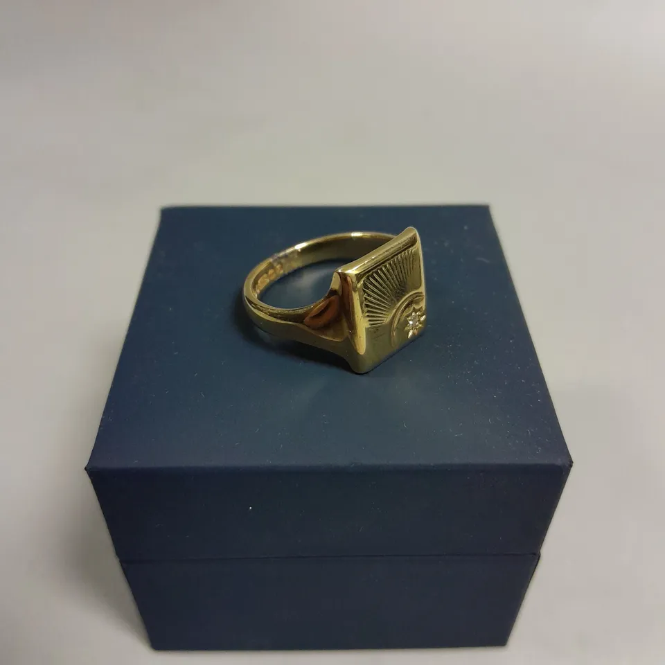 MENS SIGNET SUN BURST RING 