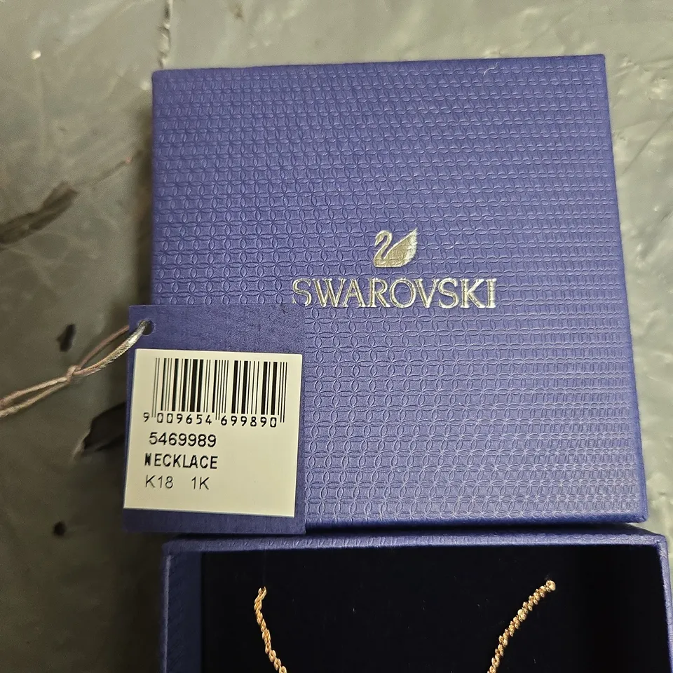 SWAROVSKI SWAN PENDANT NECKLACE IN BLUE BOX – K18