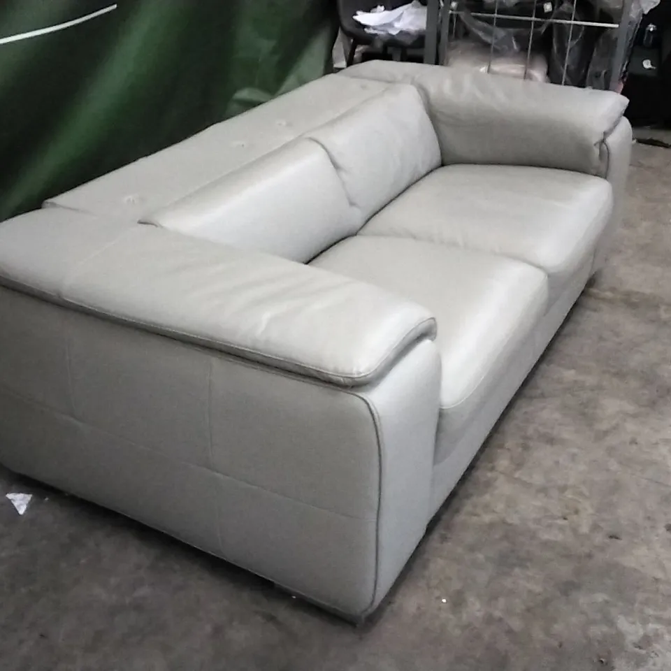QUALITY ITALIAN DESIGNER MELO LOVESEAT STATIC LIGHT GREY LEATHER