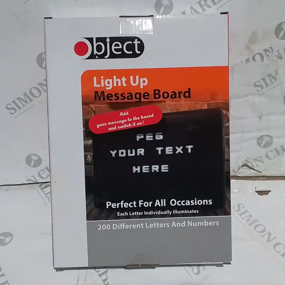 LOT OF 12 BOXED OBJECT LIGHT UP MESSAGE BOARDS