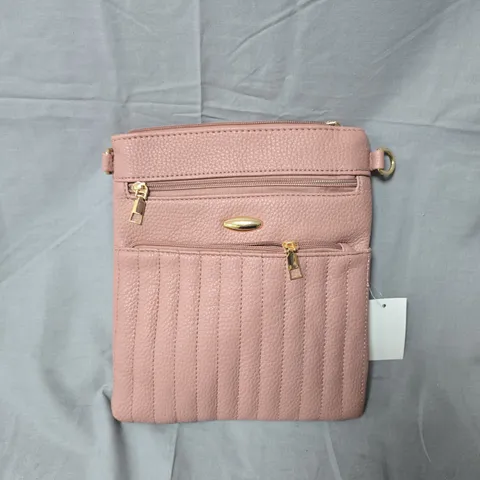 PINK PEBBLE-GRAIN CROSSBODY BAG WITH GOLD COLURED HARDWARE 