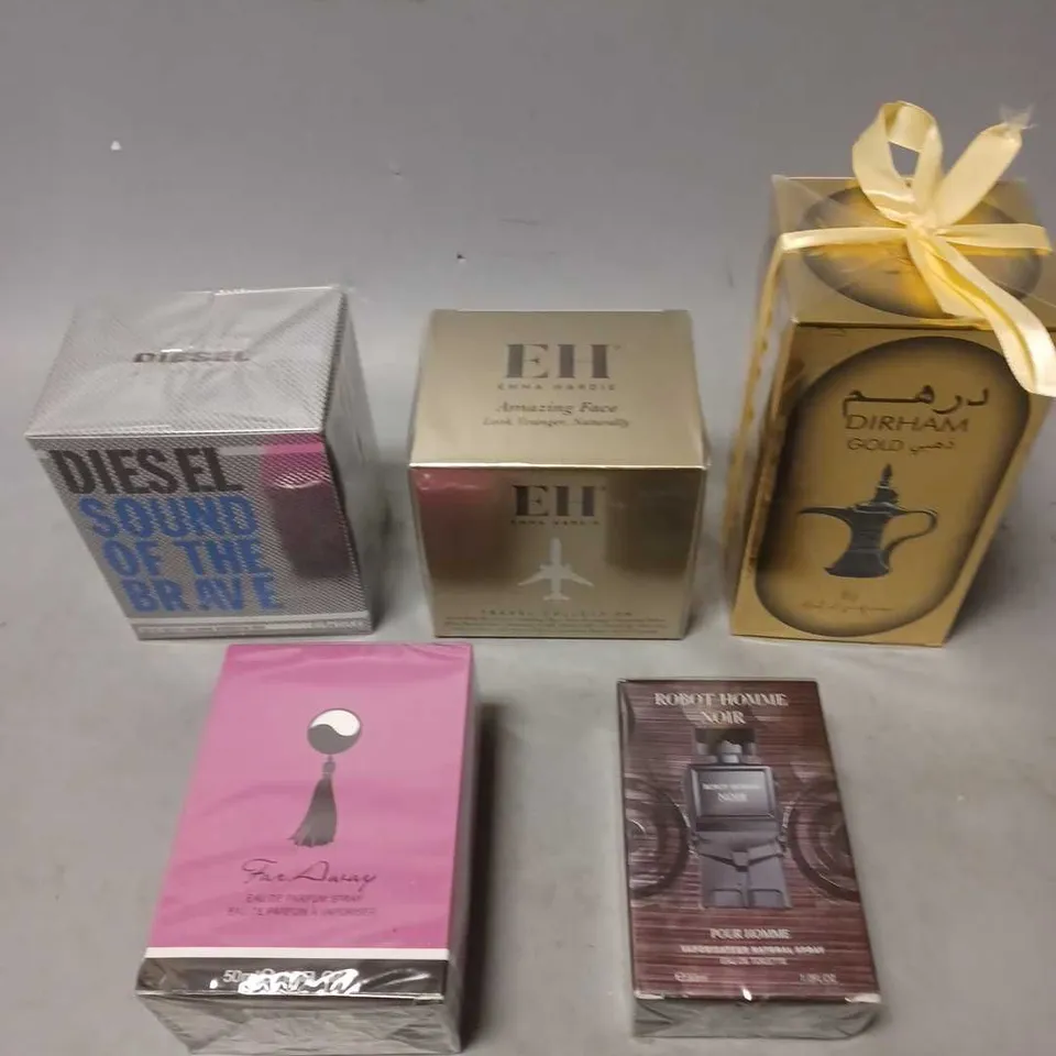 APPROXIMATELY 4 ASSORTED SEALED FRAGRANCES TO INCLUDE - DIESEL SOUND OF THE BRAVE - DIRHAM GOLD - BABAOLI FAR AWAY - ETC