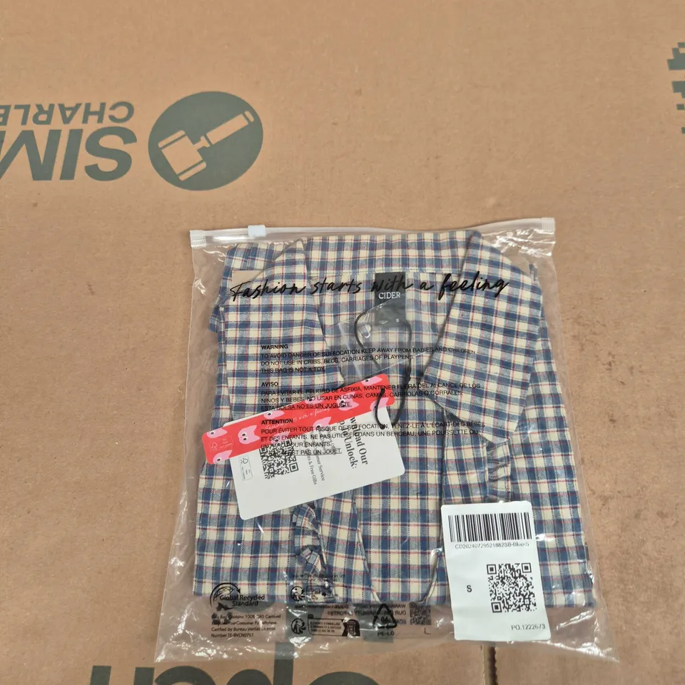 CIDER WOMEN'S CHECK SHIRT – BLUE AND RED CHECK – SIZE S