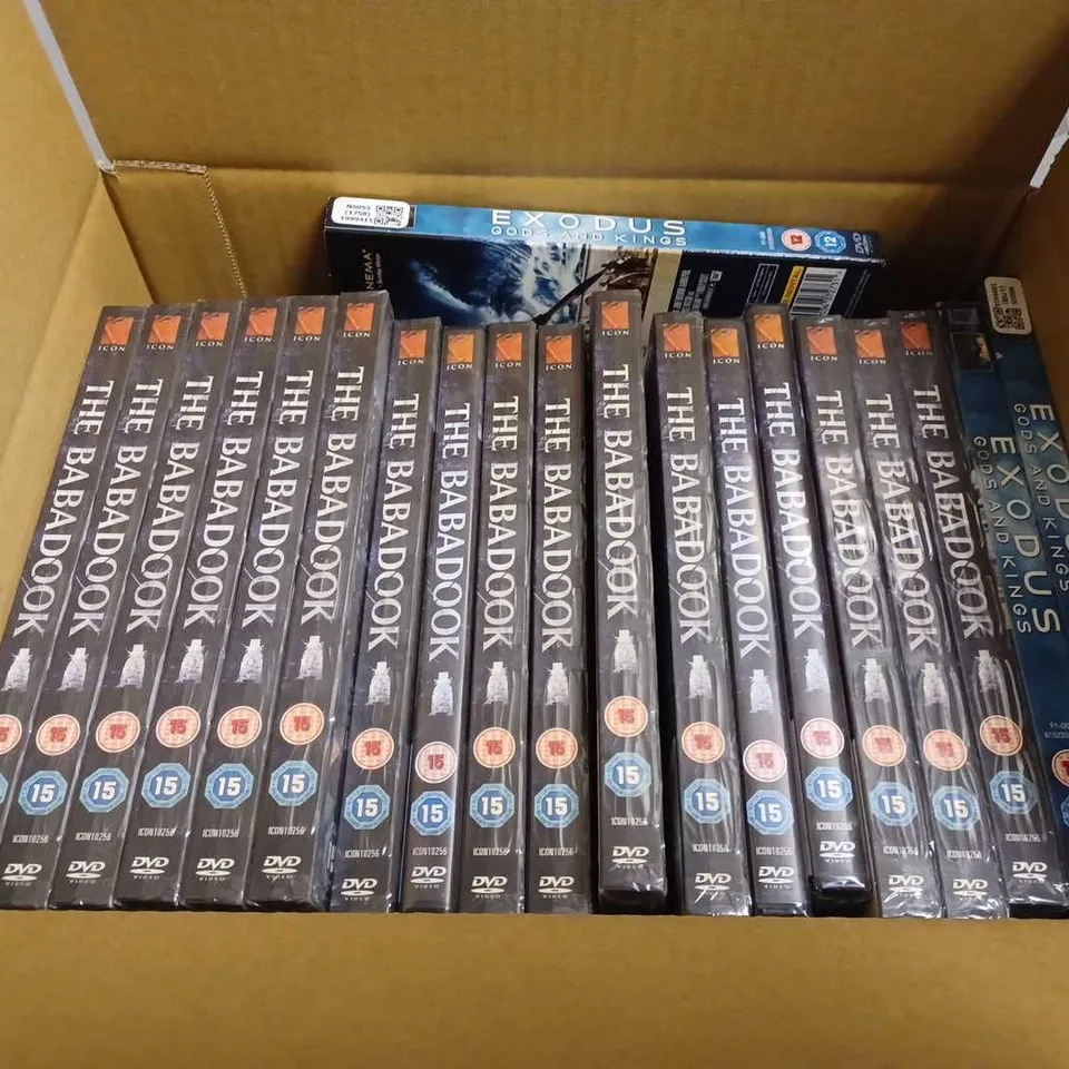 LOT OF APPROXIMATELY 20 DVDS TO INCLUDE 17 'THE BABADOOK' DVDS, 3 'EXODUS GODS AND KINGS' DVDS