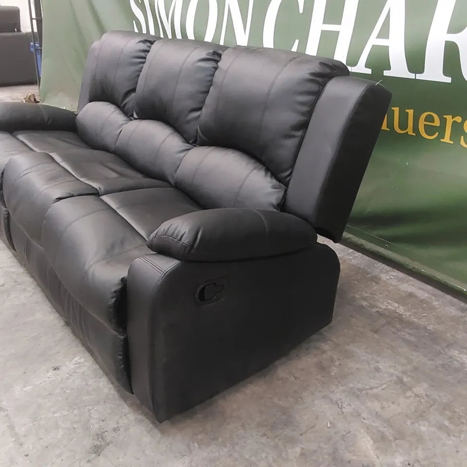QUALITY DESIGNER MANERVIS 3 SEATER MANUAL RECLINING FAUX LEATHER SOFA 