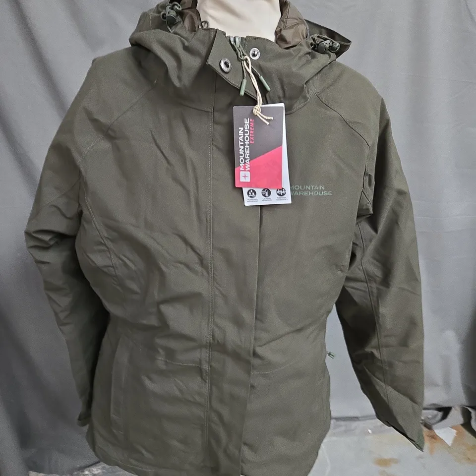 MOUNTAIN WAREHOUSE EXTREMEM ALASKAN WOMENS 3IN 1 SHORT WATERPROOF JACKET IN KHAKI SIZE 12