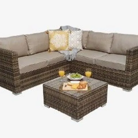 BRAND NEW BOXED GEORGIA CORNER SOFA SET MIXED BROWN