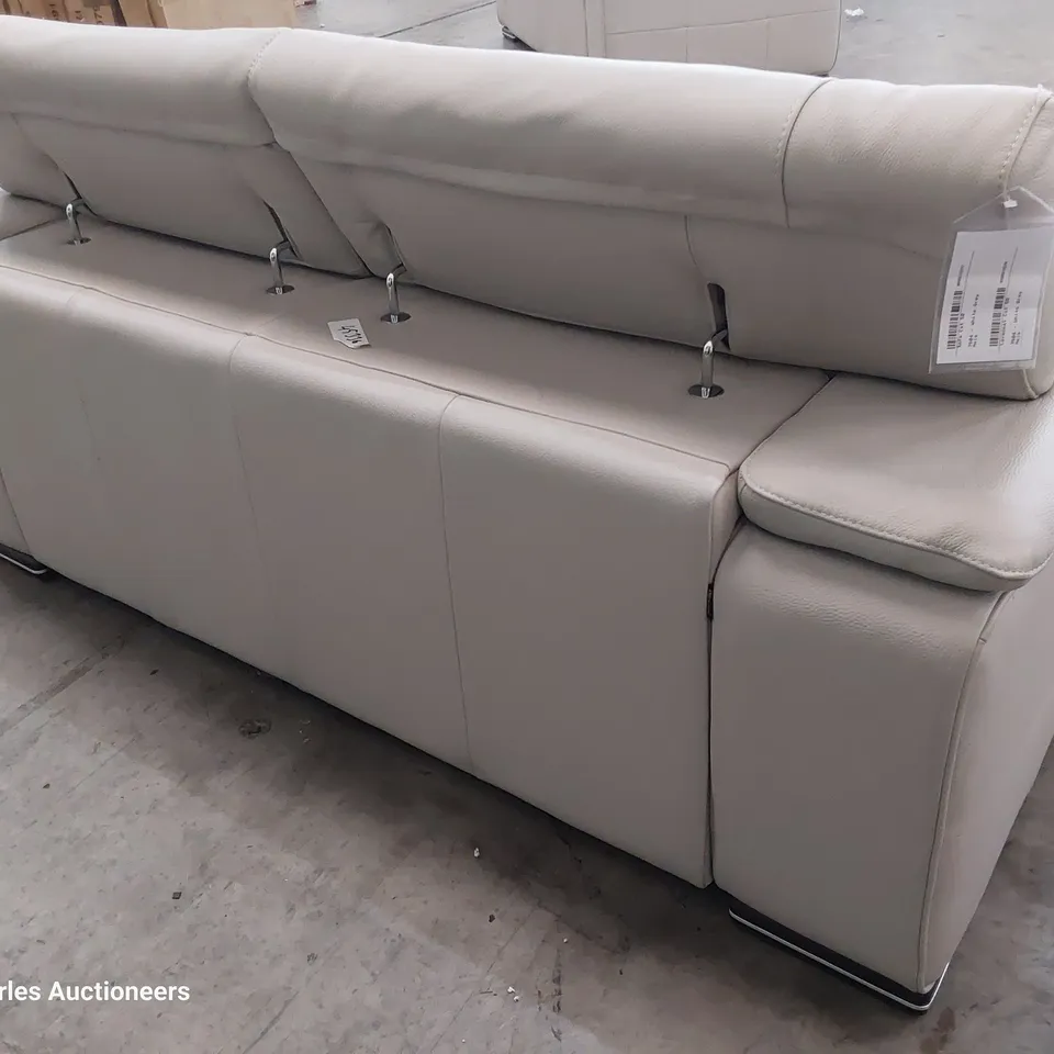 QUALITY ITALIAN DESIGNER MELO LOVESEAT/TWO SEATER SOFA WITH ADJUSTABLE HEADRESTS WHITE GREY LEATHER 