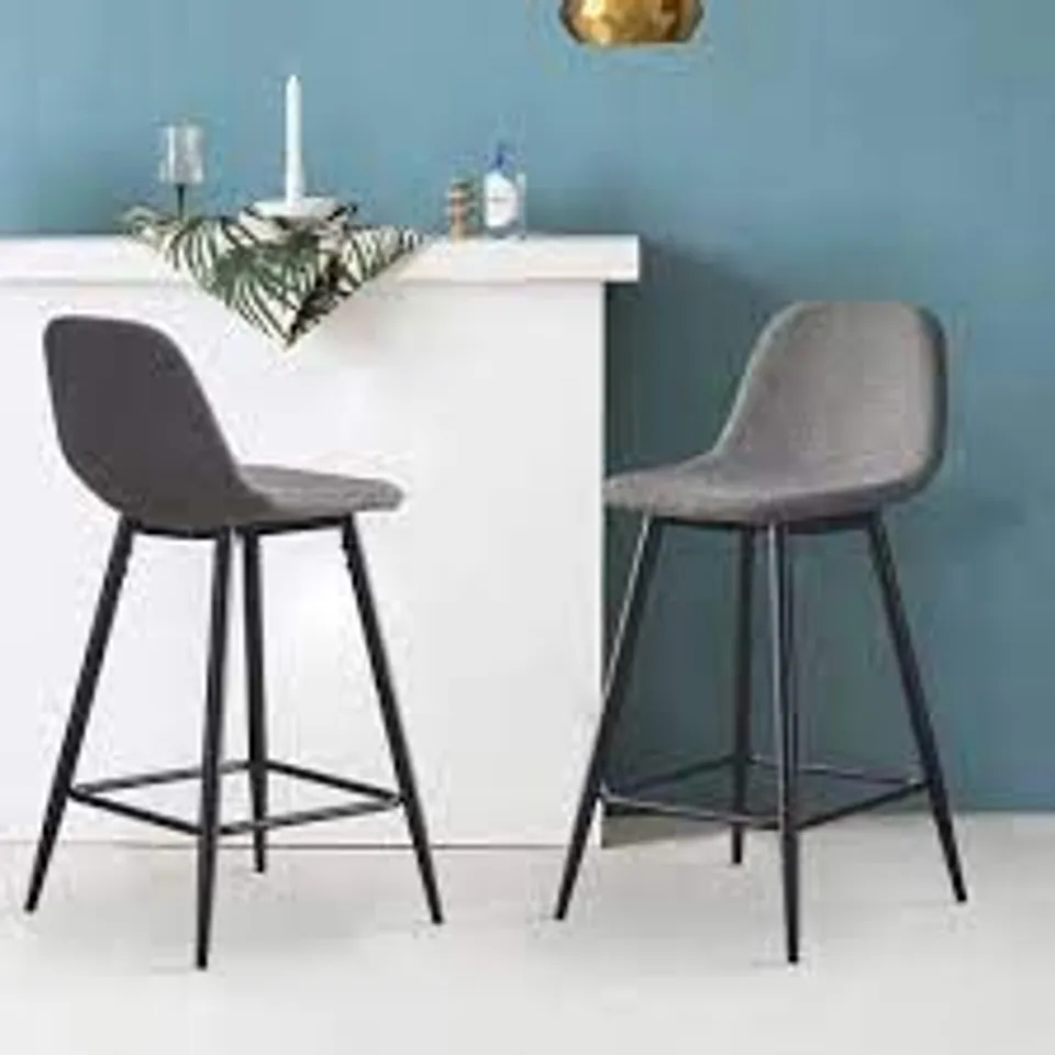 BOXED PAIR OF GREY FAUX LEATHER DINING CHAIRS