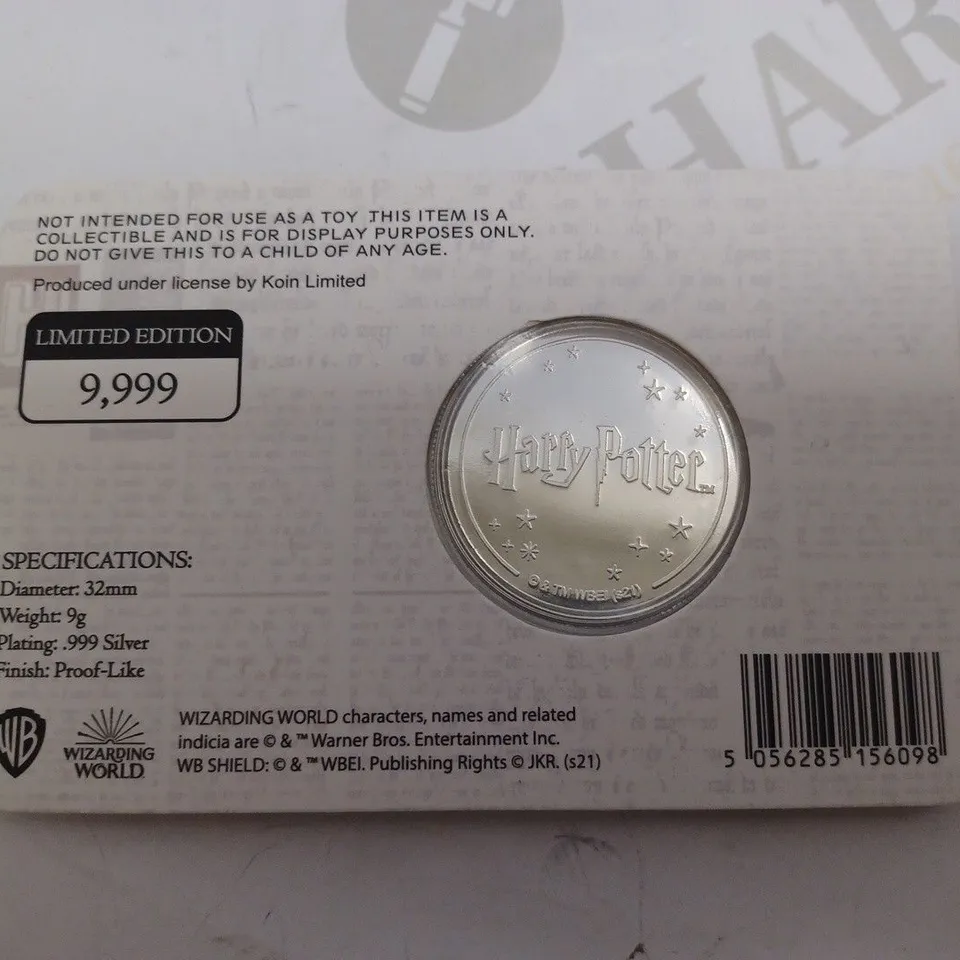HARRY POTTER SILVER PLATED COMMEMORATIVE COIN