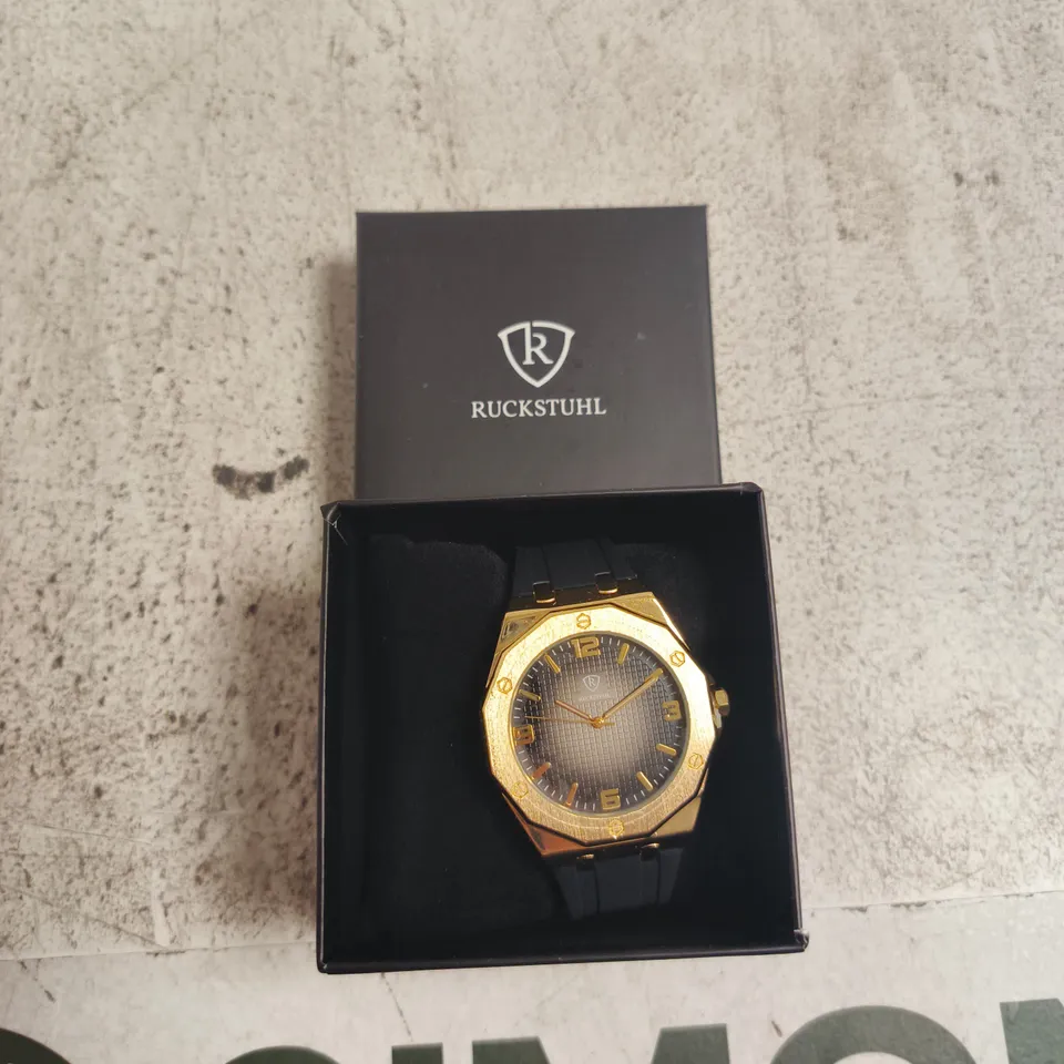 RUCKSTUHL GOLD-TONE WRISTWATCH – BOXED