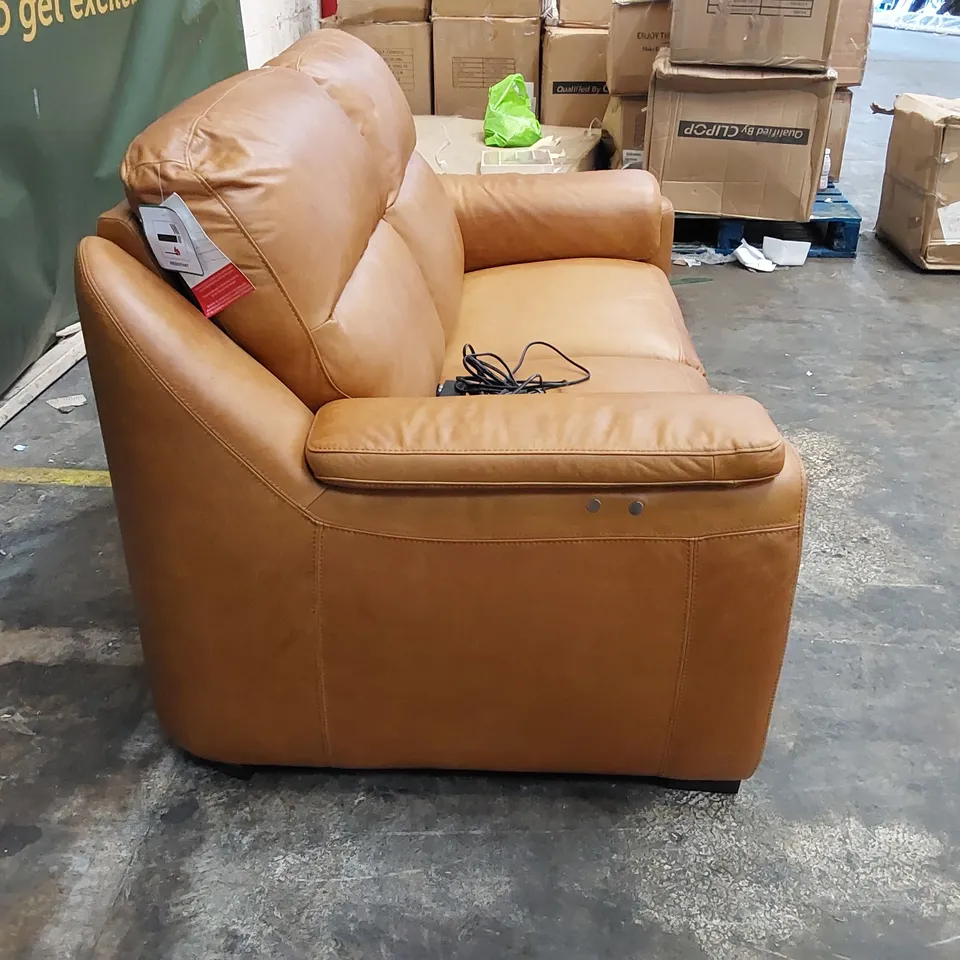 QUALITY ITALIAN DESIGNER PARMA NEW ELECTRIC LOVESEAT BROWN LEATHER