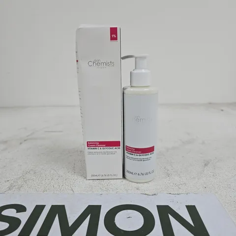 SKIN CHEMISTS LONDON BALANCING CREAM CLEANSER VITAMIN C GLYCOLIC ACID 200ML BOXED