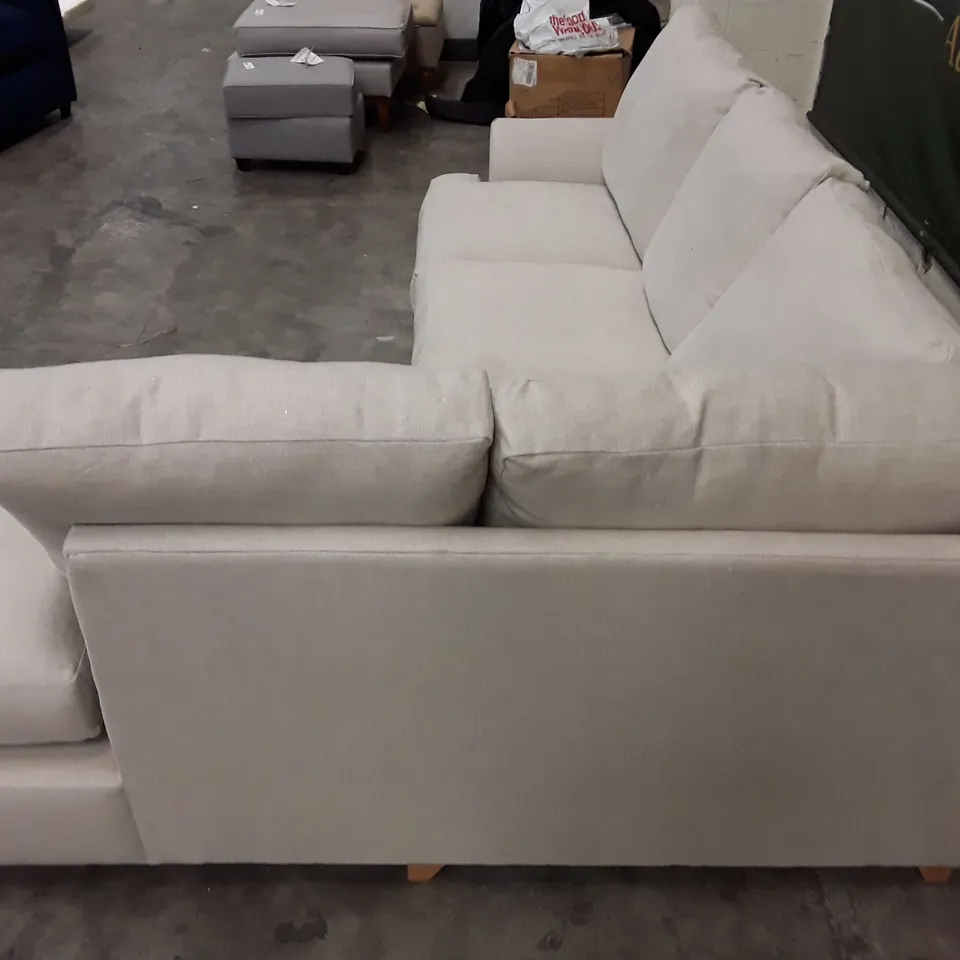 QUALITY DESIGNER THE ALDERTON CHAISE 4 SEATER SOFA - HEMP FABRIC 