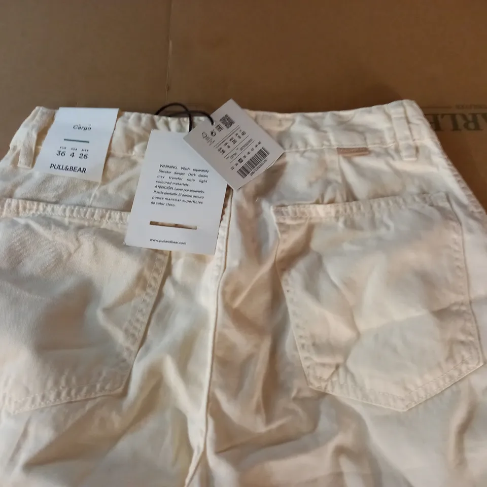 PULL & BEAR CARGO TROUSERS IN CRAM - UK 8