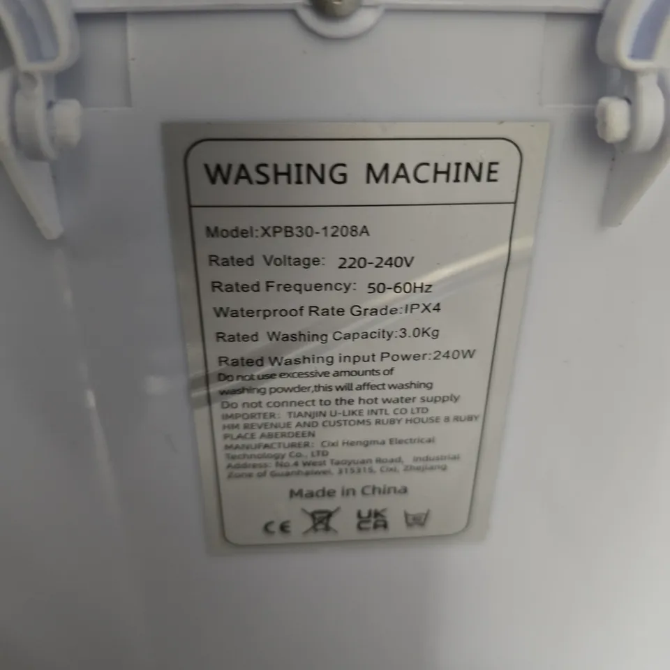 PORTABLE WASHING MACHINE XPB30-1208A – 3.0KG, 220–240V