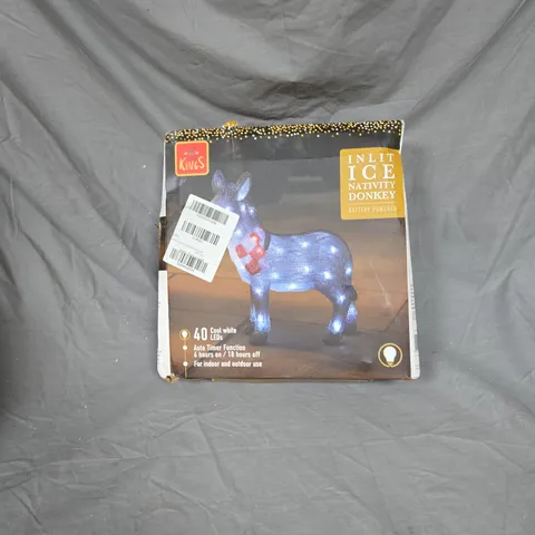 BOXED THREE KINGS INLIT ICE NATIVITY DONKEY